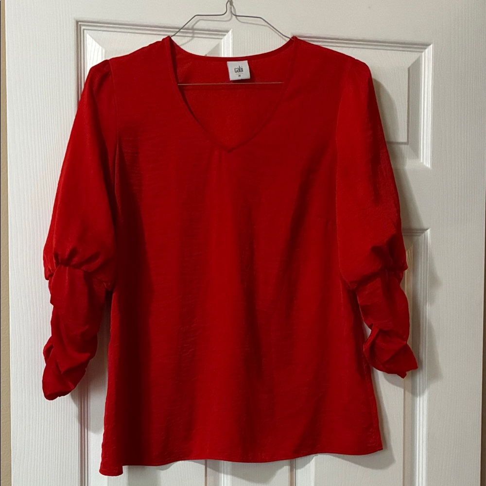 CAbi Red V-Neck Blouse